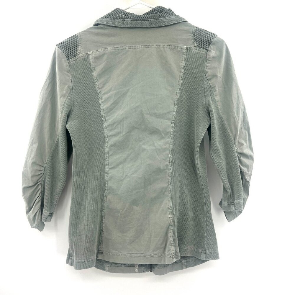 Wearables Full Zip 3/4 Sleeve Teal Jacket Women's Small Cotton Spandex - Picture 3 of 4